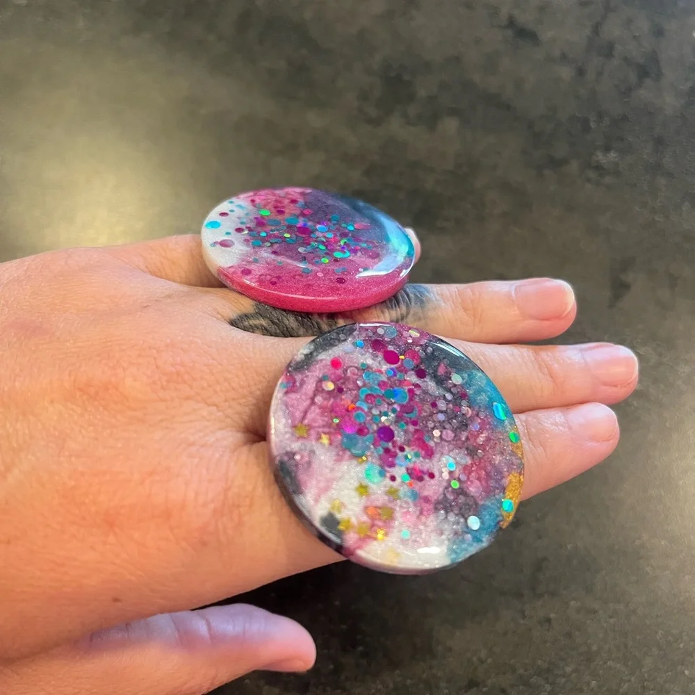 Handmade jewelry statement earrings colorful round NEW